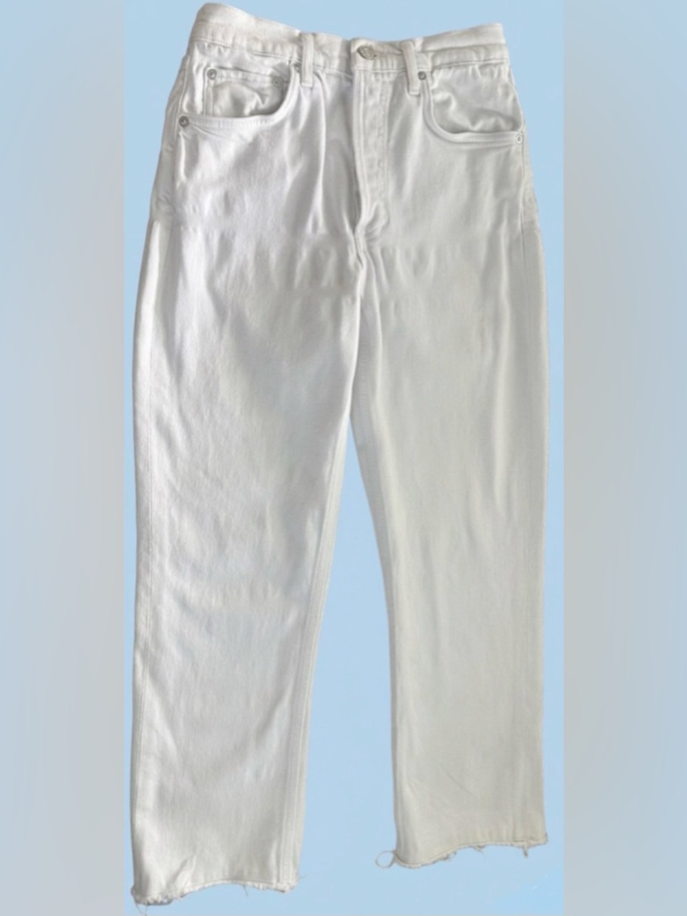 Agolde women’s white denim jeans straight leg raw.  Size 27.